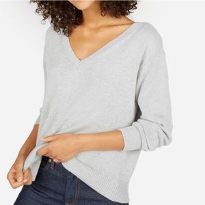 🌵EVERLANE The Cotton V-Neck Sweater Light Gray Size Small